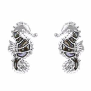 Minimalist Abalone Seahorse Earrings